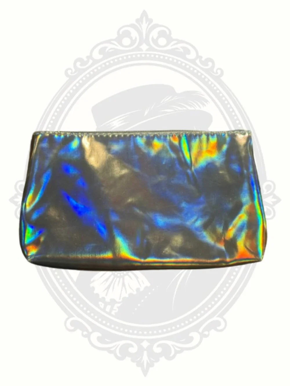 Y2K Silver Holographic Makeup Bag Reversible Sequin Heart Cosmetic Pouch